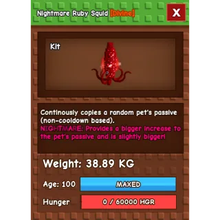 Nightmare Ruby Squid Age 100 38-39kg max