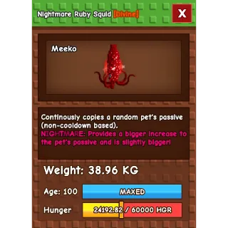 Nightmare Ruby Squid Age 100 38-39kg max