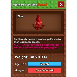 Nightmare Ruby Squid Age 100 38-39kg max