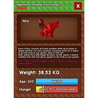 Nightmare Rainbow Hatch Frost Dragon 38-39kg Age 100