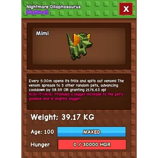 Nightmare Dilophosaurus / Dilo Age 100 38-39kg max