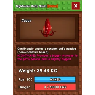 Nightmare Ruby Squid Age 100 38-39kg max