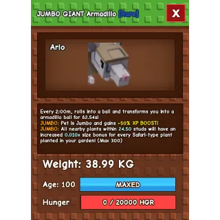 Jumbo Giant Armadillo Age 100 38-39kg max