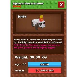 Nightmare French Fry Ferret Age 100 38-39kg max