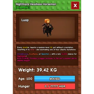 Nightmare Headless Horseman Age 100 38-39kg max