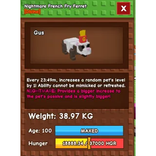 Nightmare French Fry Ferret Age 100 38-39kg max