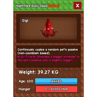 Nightmare Ruby Squid Age 100 38-39kg max