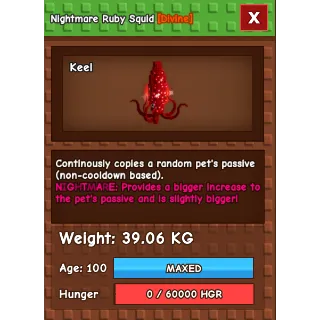 Nightmare Ruby Squid Age 100 38-39kg max
