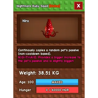 Nightmare Ruby Squid Age 100 38-39kg max