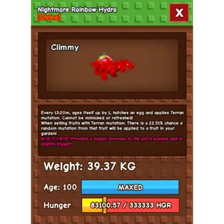 Nightmare Rainbow Hatch Hydra Age 100 38-39kg max