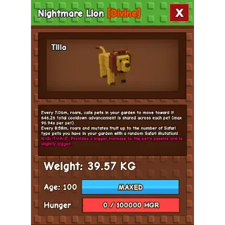 Nightmare Lion 100 38-39kg max