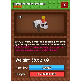 Nightmare French Fry Ferret Age 100 38-39kg max