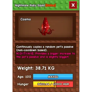 Nightmare Ruby Squid Age 100 38-39kg max