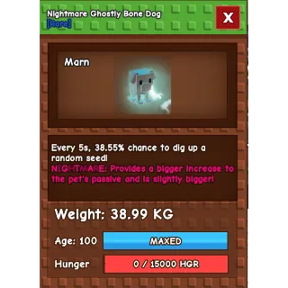 Nightmare Ghostly Bone Dog Age 100 38.99kg max