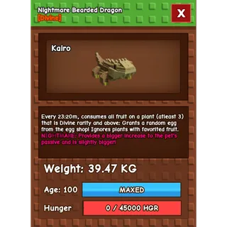 Nightmare Bearded Dragon 100 38-39kg max