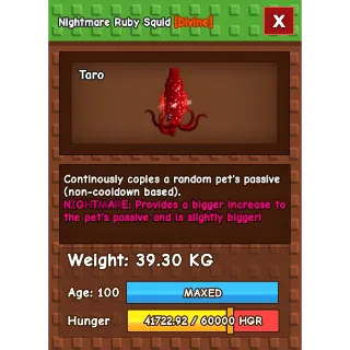 Nightmare Ruby Squid Age 100 38-39kg max