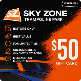 $50.00 USD SKY ZONE TRAMPOLINE PARK GIFT CARDS