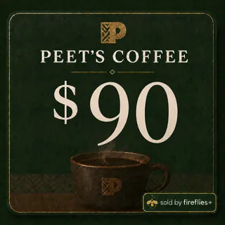 $90.00 USD PEETS COFFEE GIFT CARDS
