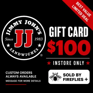 $100.00 USD JIMMY JOHN'S GIFT CARDS
