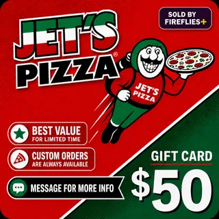 $50.00 USD JET'S PIZZA GIFT CARDS