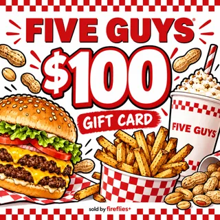 $100.00 USD FIVE GUYS GIFT CARDS