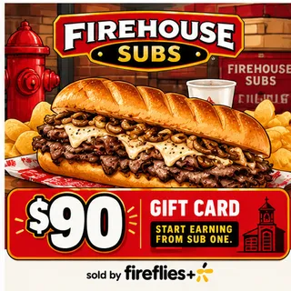 $90.00 USD FIREHOUSE SUBS GIFT CARDS