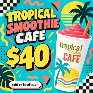$40.00 USD TROPICAL SMOOTHIE CAFE GIFT CARDS