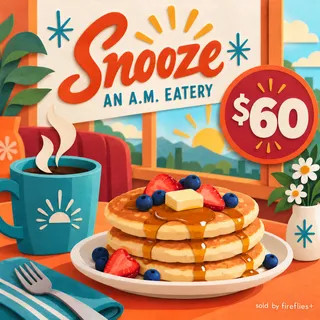 $60.00 USD SNOOZE AN AM EATERY GIFT CARDS