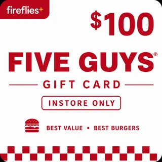 $100.00 USD FIVE GUYS GIFT CARDS