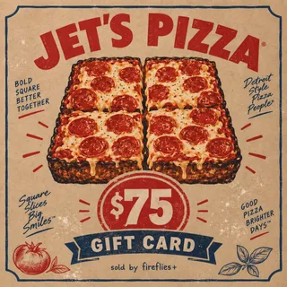 $75.00 USD JET'S PIZZA GIFT CARDS