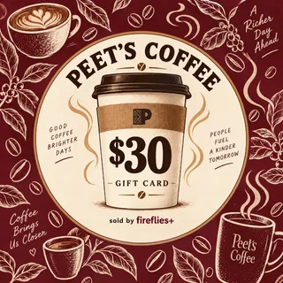 $30.00 USD PEETS COFFEE GIFT CARDS