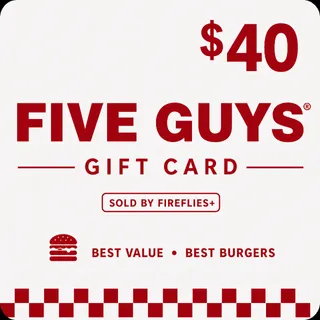 $40.00 USD FIVE GUYS GIFT CARDS