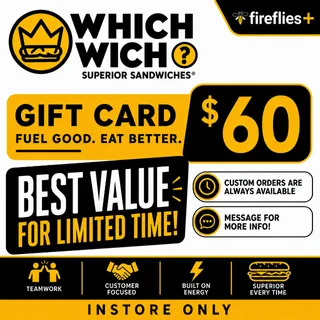 $60.00 USD WHICH WICH GIFT CARD