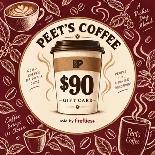 $90.00 USD PEETS COFFEE GIFT CARDS