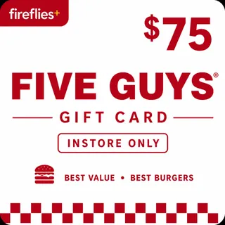 $75.00 USD FIVE GUYS GIFT CARD