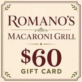 $60.00 USD ROMANOS MACARONI GRILL GIFT CARDS