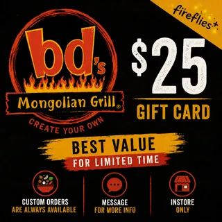 $25.00 USD BD'S MONGOLIAN GIFT CARDS