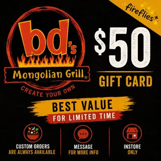 $50.00 USD BD'S MONGOLIAN GIFT CARDS
