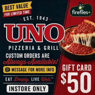 $50.00 USD UNO PIZZERIA & GRILL GIFT CARDS