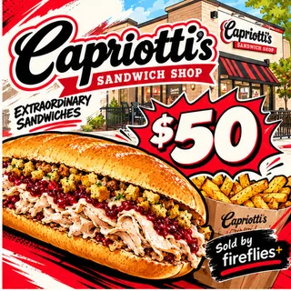 $50.00 USD CAPRIOTTIS SANDWICH SHOP GIFT CARDS