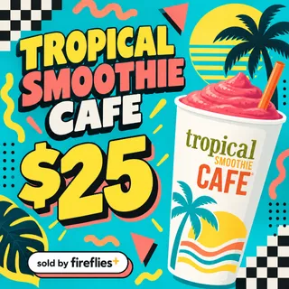 $25.00 USD TROPICAL SMOOTHIE CAFE GIFT CARDS