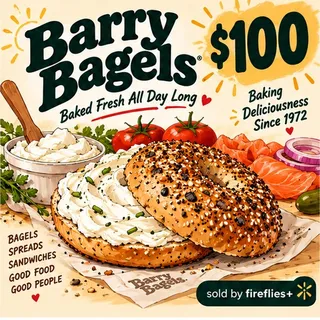 $100.00 USD BARRY BAGELS GIFT CARDS
