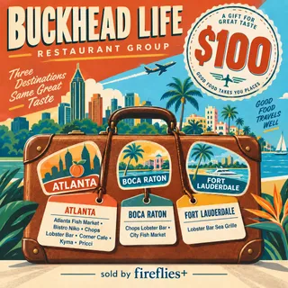 $100.00 USD BUCKHEAD LIFE RESTAURANT GROUP GIFT CARDS