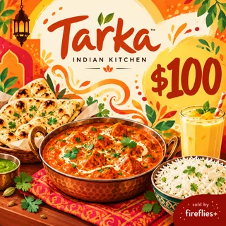 $100.00 USD TARKA INDIAN KITCHEN GIFT CARDS