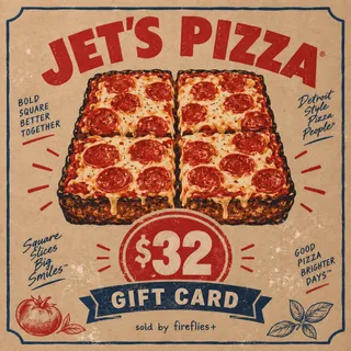 $32.00 USD JET'S PIZZA GIFT CARDS