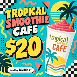 $20.00 USD TROPICAL SMOOTHIE CAFE GIFT CARDS