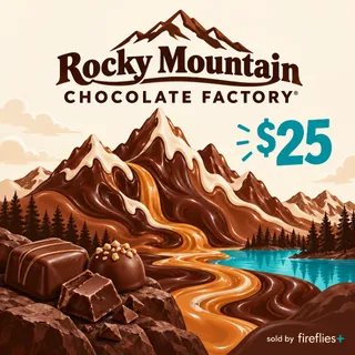 $25.00 USD ROCKY MOUNTAIN CHOCOLATE FACTORY GIFT CARDS