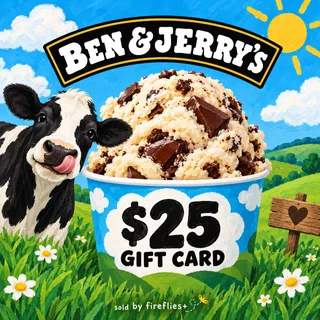 $25.00 USD BEN & JERRYS GIFT CARDS