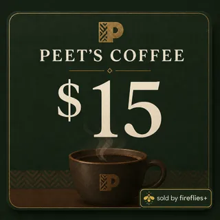 $15.00 USD PEETS COFFEE GIFT CARDS