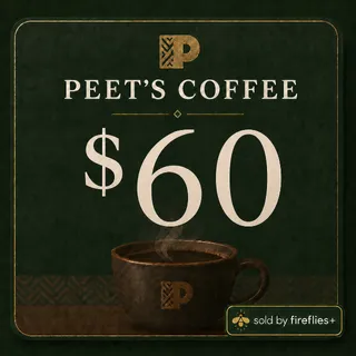 $60.00 USD PEETS COFFEE GIFT CARDS